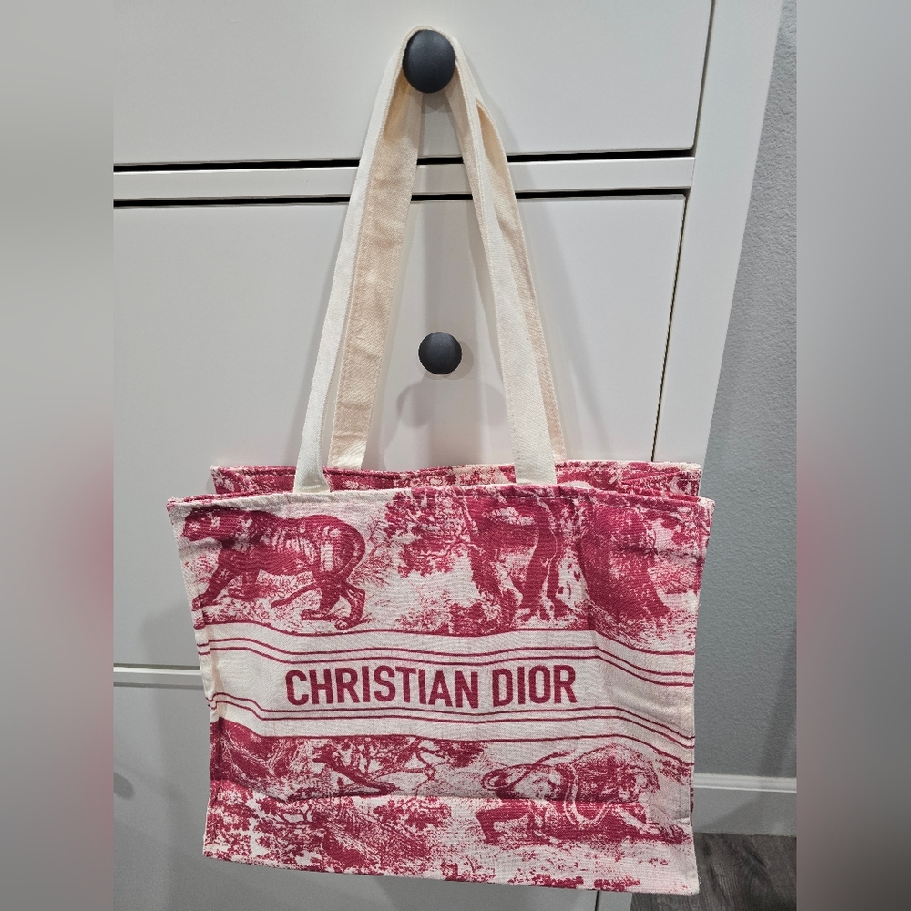 Dior Red and Cream Tote Bag